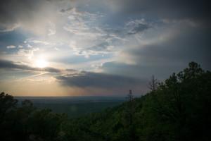 Image of a sunset sky over looking a mountain
